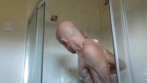 getting all soaped up in the shower