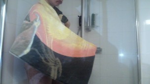 young man soapy shower