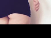 Curvy blonde in short black dress 2/16