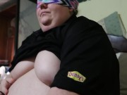 Fat Denny's Waitress Masturbates Before Work