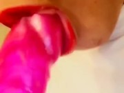 Pretty Rebel Sucks Dildo For The First Time