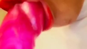 Pretty Rebel Sucks Dildo For The First Time