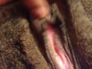 Petite ebony rubbing big clit, playing with boobs 10/16