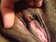 Petite ebony rubbing big clit, playing with boobs 4/16