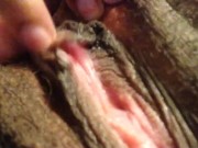 Petite ebony rubbing big clit, playing with boobs 5/16