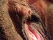 Petite ebony rubbing big clit, playing with boobs 7/16