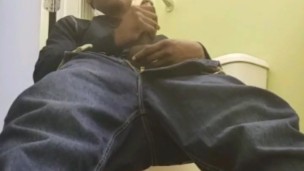 Bathroom edging with heavy cumshot