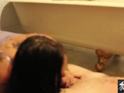 Chantelle Fox gives a nasty bj on the bathroom floor