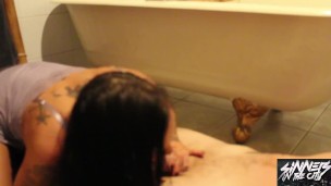 Chantelle Fox gives a nasty bj on the bathroom floor
