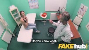 Fake Hospital Doctors thick long dick stretches out tight shaven pussy