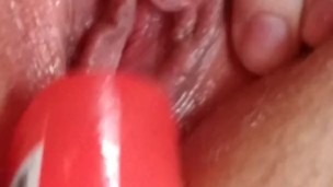 Orgasm with lube bottle inside