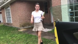 Spanish teen school girl skipping school & suck her friend stepfather dick