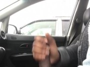 Jerking my cock and cumming in the car!