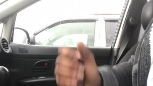Jerking my cock and cumming in the car!