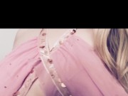 Curvy blonde in pink lingerie 1/16