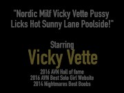Nordic Milf Vicky Vette Pussy Licks Hot Sunny Lane Poolside! 1/16