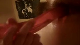 Fucking my tight ass with all 20 inches of my double sided jelly dong