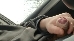 Park Stroke uncut cock and Outside Cum