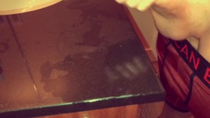 Oiled up dick with solo cumshot