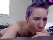 Camgirl Teases and Chokes on Dildo During Private Show