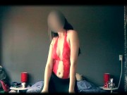 In my red STRINGBODY with my red VIBRATOR  (old home video) 2/16