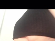 Curvy blonde in tight black dress 3/16