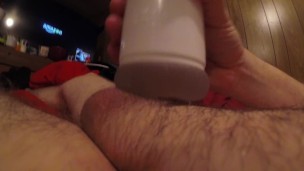 Fat boy cums huge in his toy