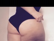 Curvy blonde black lingerie striptease 3/16