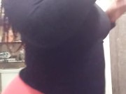 Ebony Pink Panties Big Booty Strip in Bathroom - Cami Creams 1/16