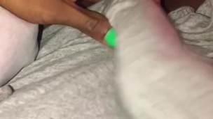 TS Morning Wood oozing cum with Long Nails