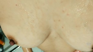 sexy girl washes in the shower