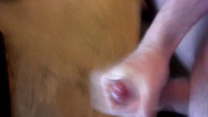 Solo jerking cock with lube, cumshot (sry for shaky camera)