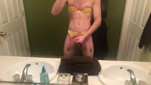 Crossdressing masturbating in $210 Lingerie