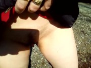 pee in the woods, red skirt without thong 14/16