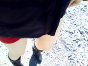 pee in the woods, red skirt without thong 3/16