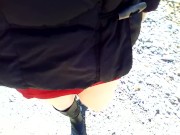 pee in the woods, red skirt without thong 4/16