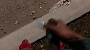 Lettin it all Hang out w/ Piss and Cum Outside (TS PublicPrincess)