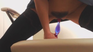 Diary .Masturbate at work :Day 86 : Riding my dildo at office,solo female