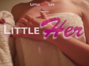 Cute teen jerks off BF and show Pussy for Cumshot | POV handjob before bed 1/16