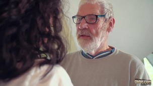 Cute Teen Fucked by Big Cock Grandpa Cums in her mouth with cumplay
