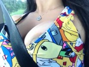 Amateur babe Great masturbation in car. Amateur public nudity