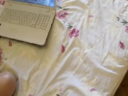 Hot girl playing with her pussy and watching lesbian porn on PH. 4K UHD 4/16