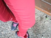 Pee on my new red jeans outdoor 12/16