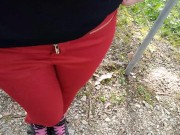 Pee on my new red jeans outdoor 2/16