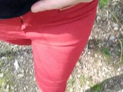 Pee on my new red jeans outdoor 7/16