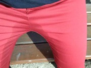 Pee on my new red jeans outdoor 9/16
