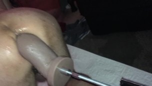 My first ride on the fucking machine after being creampied