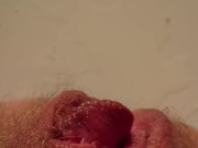 Moaning from pleasuring hairy pissing pussy