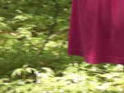 Milf of PornHub in mini dress without panties collects flowers. Spring. 11/16