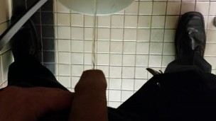 HD - Young Uncut Guy Takes Piss in Public Urinal